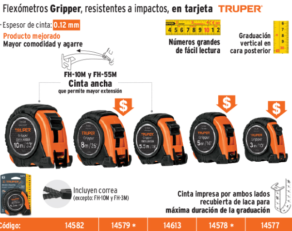 Flexómetro Gripper 8m