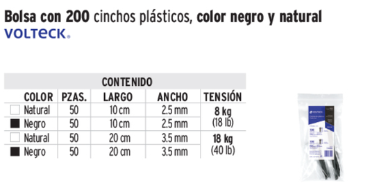 Cinchos surtidos natural y negro 200pz